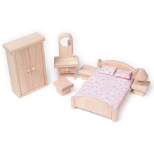 Wooden Mini Möbel Spielzeug Kleine natürliche Schlafzimmer Pretend Spiel Spielzeug YT1117